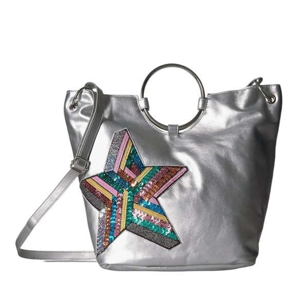 T-Shirt & Jeans Women's Ring Tote with Sequin Star Cross Body Handbag - Picture 8 of 8